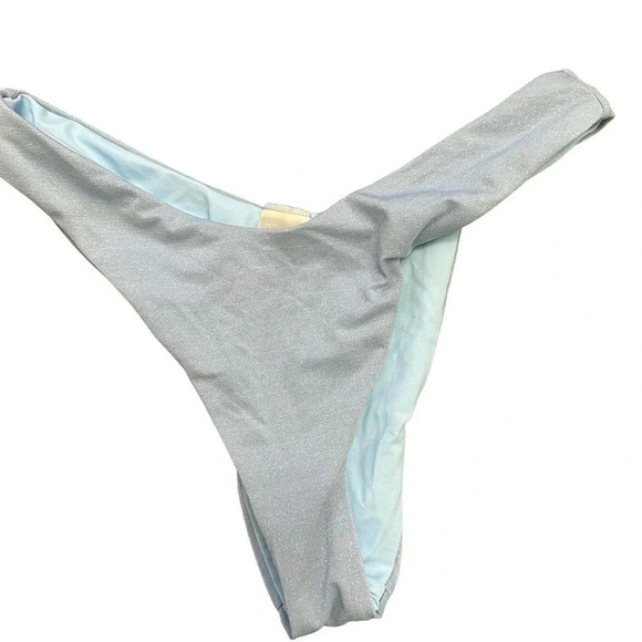 L*Space NWOT’s Cabana Bitsy bikini bottom in shimmer blue. Size small - Picture 1 of 6